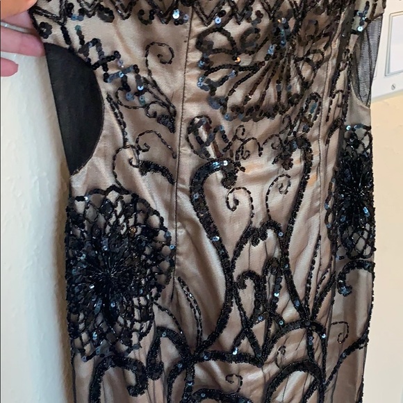 Black and Champagne Beaded Gown - Picture 3 of 5